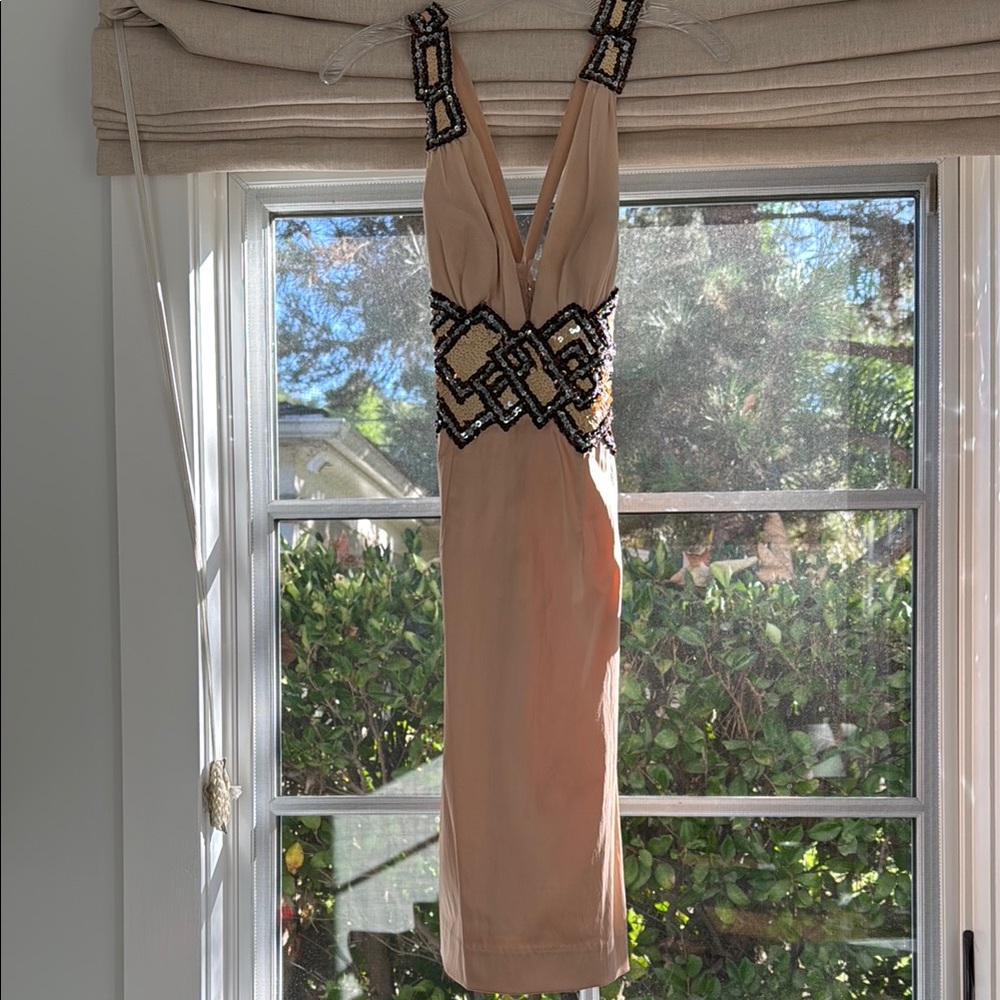 Mandalay Champagne  blush Halter Maxi Dress